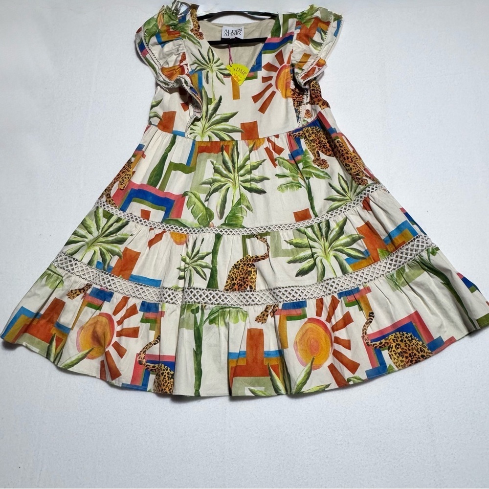 NWT Alden Adair Mini Hope Dress in Sahara Jungle Print Cap Ruffle Sleeves szM - Picture 4 of 16